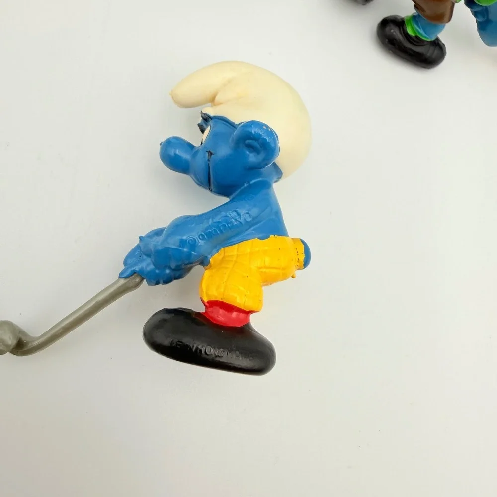 Vintage Schleich Smurfs Sports Figures Lot 1980 1981 Golf Football Baseball PVC